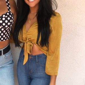 Yellow cropped shirt